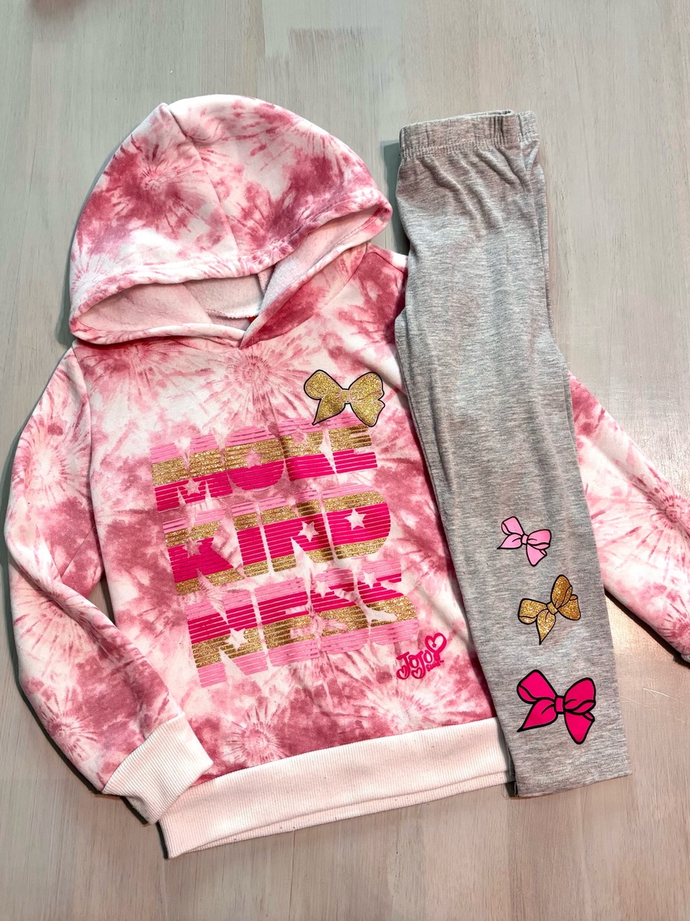 Little Girls Size 5 JoJo Siwa Outfit Hooded Sweatshirt & Leggings Pink Bows